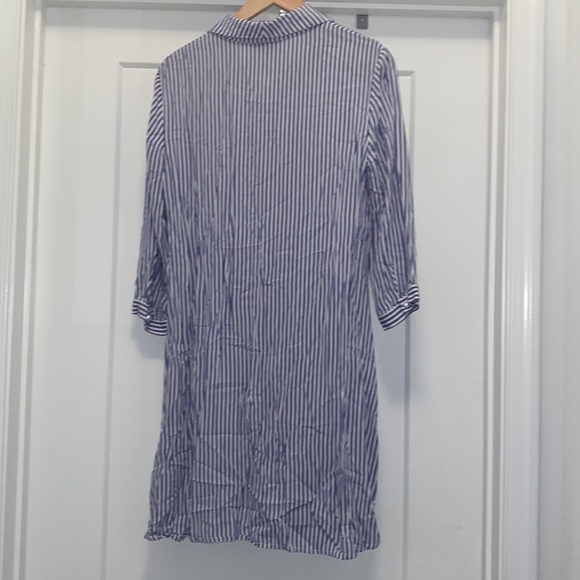 Striped MSK Shirt Dress - Navy Blue and White - Picture 3 of 4